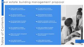 Table Of Contents For Real Estate Building Management Proposal