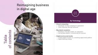 Table Of Contents For Reimagining Business In Digital Age Reimagining Business In Digital Age