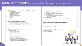 Table Of Contents For Responsive Change Management CM SS V Colorful Professional