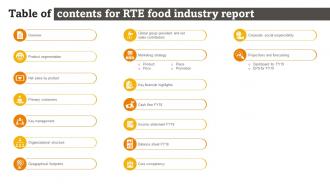 Table Of Contents For RTE Food Industry Report Ideas Attractive