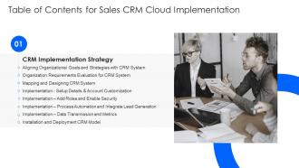 Table Of Contents For Sales CRM Cloud Implementation Ppt Slides Layout