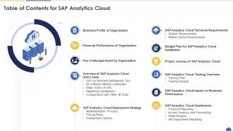 Table Of Contents For Sap Analytics Cloud