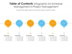 Table of contents for schedule management in project management infographic template