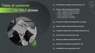 Table Of Contents For SDLC Phases