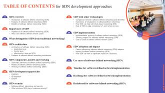Table Of Contents For SDN Development Approaches