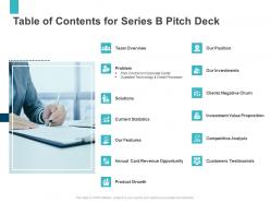 Table of contents for series b pitch deck ppt icon example
