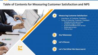 Table Of Contents For Session On Measuring Customer Satisfaction And NPS