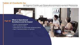 Table Of Contents For Six Sigma Ppt Infographics Formates