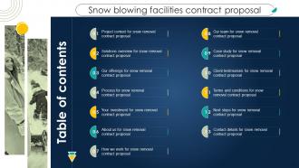 Table Of Contents For Snow Blowing Facilities Contract Proposal Ppt Icon Master Slide