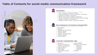 Table Of Contents For Social Media Communication Framework Strategy SS V