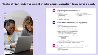 Table Of Contents For Social Media Communication Framework Strategy SS V Adaptable Interactive