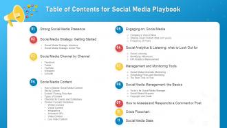Table Of Contents For Social Media Playbook