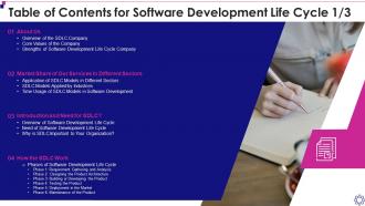 Table Of Contents For Software Development Life Cycle