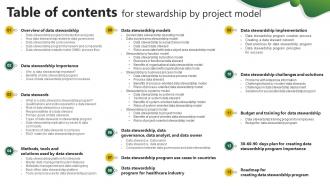 Table Of Contents For Stewardship By Project Model