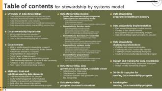 Table Of Contents For Stewardship By Systems Model