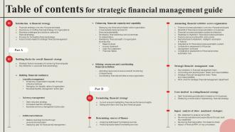 Table Of Contents For Strategic Financial Management Guide Strategy SS V