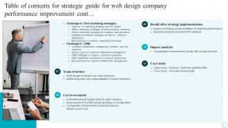 Table Of Contents For Strategic Guide For Web Design Company Performance Improvement Attractive Colorful