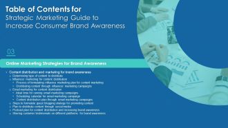 Table Of Contents For Strategic Marketing Guide To Increase Consumer Brand Awareness