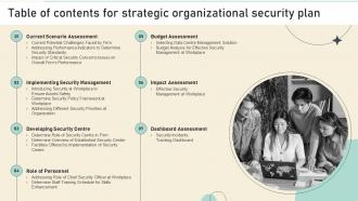 Table Of Contents For Strategic Organizational Security Plan Strategic Organizational Security Plan