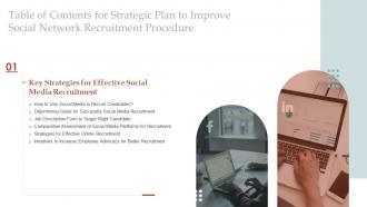 Table Of Contents For Strategic Plan To Improve Social Network Recruitment Procedures