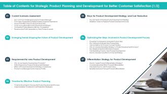 Table of contents for strategic product planning and development for better customer satisfaction