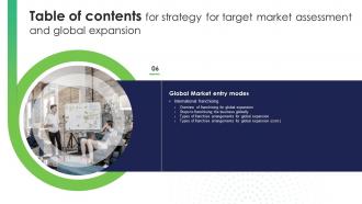 Table Of Contents For Strategy For Target Market Assessment And Global Expansion