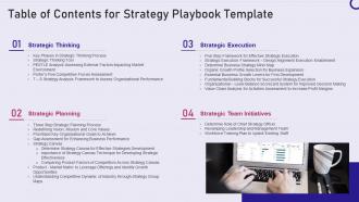 Table of contents for strategy playbook template
