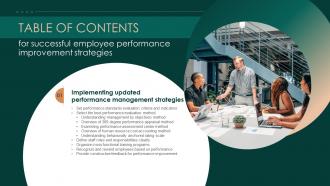 Table Of Contents For Successful Employee Performance Improvement Strategies