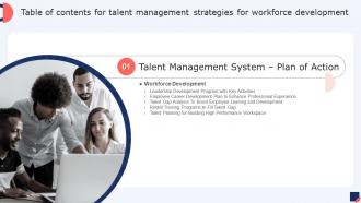 Table Of Contents For Talent Management Strategies For Workforce Development
