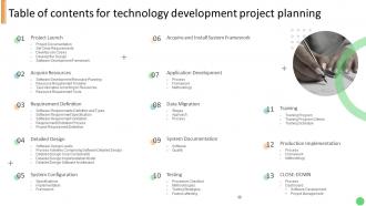 Table Of Contents For Technology Development Project Planning