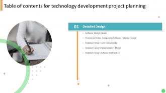 Table Of Contents For Technology Development Project Planning Slide