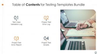 Table Of Contents For Testing Templates Bundle Ppt Powerpoint Presentation Layouts Example