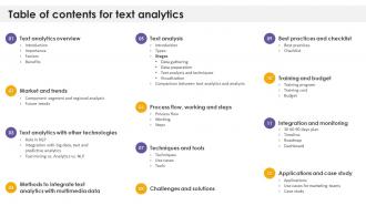 Table Of Contents For Text Analytics