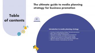 Table Of Contents For The Ultimate Guide To Media Planning Strategy For Business Promotion Strategy SS V