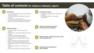 Table Of Contents For Tobacco Industry Report IR SS
