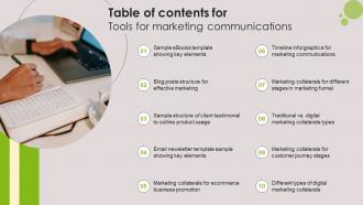 Table Of Contents For Tools For Marketing Communications