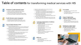 Table Of Contents For Transforming Medical Services With His