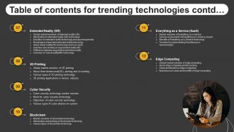 Table Of Contents For Trending Technologies Ppt Template Slides Ideas
