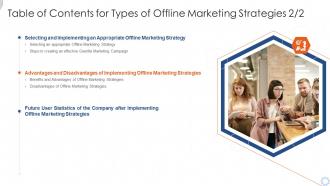 Table of contents for types of offline marketing strategies ppt file graphics example