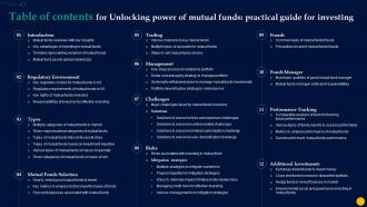 Table Of Contents For Unlocking Power Of Mutual Funds Practical Guide For Investing Fin SS