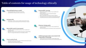 Table Of Contents For Usage Of Technology Ethically Unique Downloadable
