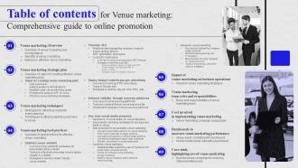 Table Of Contents For Venue Marketing Comprehensive Guide To Online Promotion MKT SS V