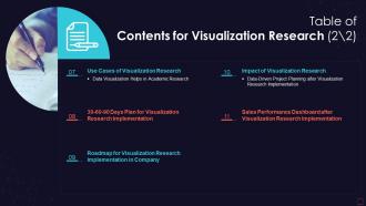 Table of contents for visualization research ppt slides background