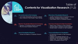 Table of contents for visualization research ppt slides image