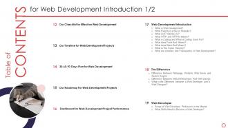 Table Of Contents For Web Development Introduction