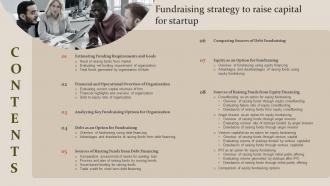 Table Of Contents Fundraising Strategy To Raise Capital For Startup