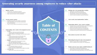 Table Of Contents Generating Security Awareness Among Employees To Reduce