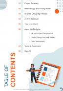 Table Of Contents Graphic Design Freelance Proposal One Pager Sample Example Document