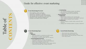 Table Of Contents Guide For Effective Event Marketing Ppt Slides Introduction