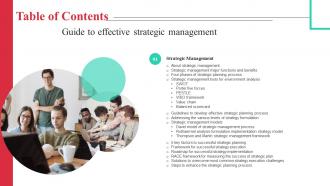Table Of Contents Guide To Effective Strategic Management Ppt Slides Samples strategy SS